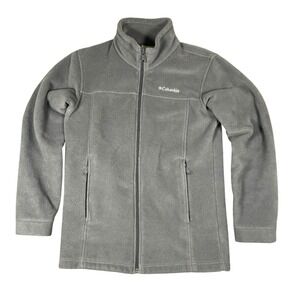 Columbia Fleece Full Zip Jacket Gray Youth Size L Long Sleeve Pockets Cozy